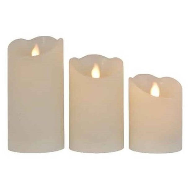 3x Creme witte nep kaarsen met led-lichtjes - LED kaarsen
