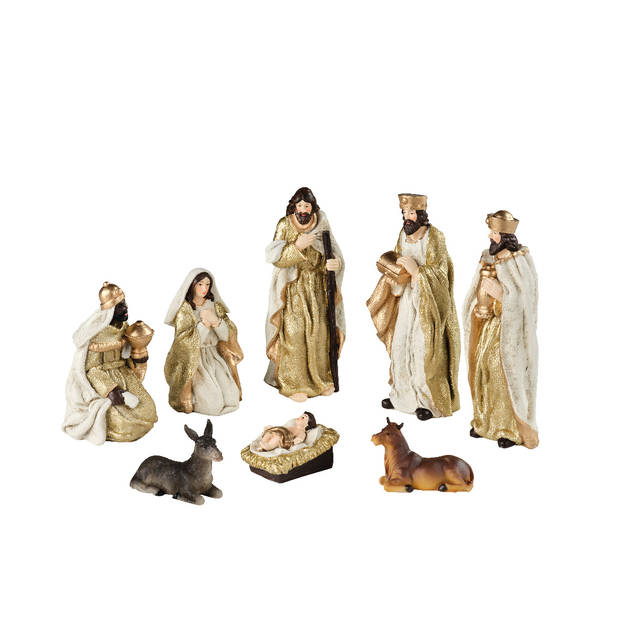 Decoris - Kerstgroep poly 8 figuren multi 8st