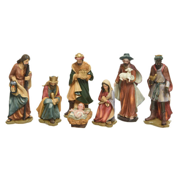 Decoris - Kerstgroep poly 7 figuur h20 cm mlt