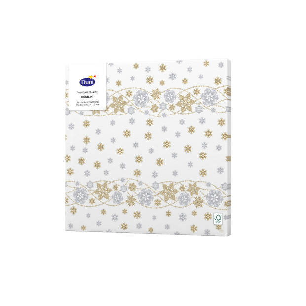 Duni - Servetten Snow Glitter White lin Soft 40 x 40 cm