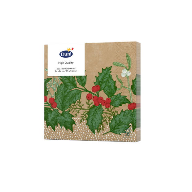 Servetten Snowy Berries 3-laags tissue 24 x 24 cm