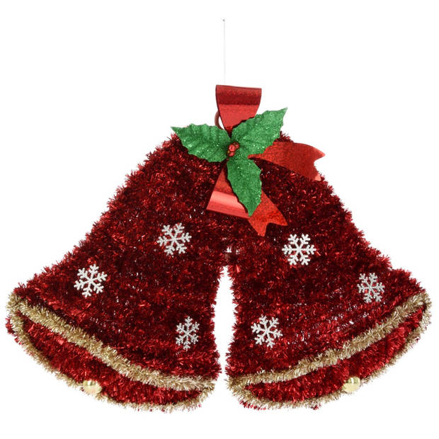 Kerstbellen tinsel 50cm rood