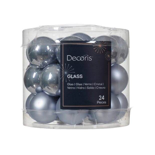 Decoris - Kerstbal glas d2.5 cm mblw ass 24st kerst