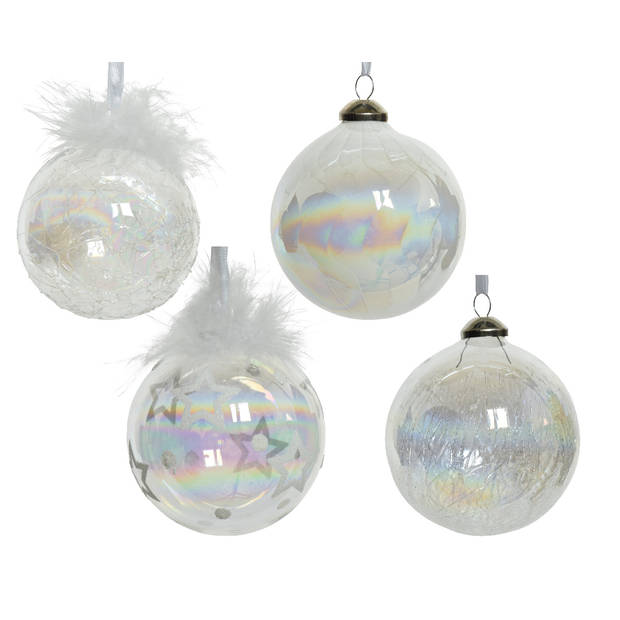 Decoris - Kerstbal glas d8 cm helder a4 kerst