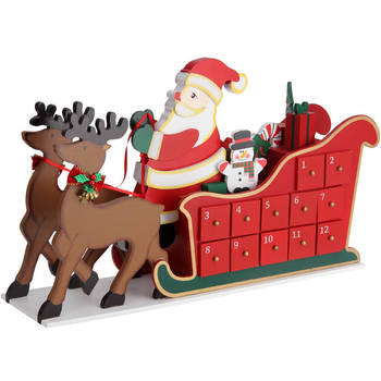Advent kalender kerstman met arrenslee en rendieren, inclusief lades