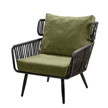 Yoi - Hana lounge chair alu black/rope black/emerald green
