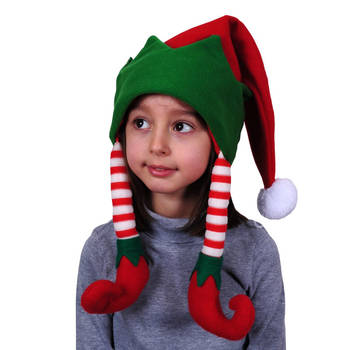 Elfen mutsen/kerstmutsen rood/groen voor kinderen - Verkleedhoofddeksels