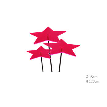 Cazador Del Sol - 3 stuks! Zonnevanger Ster Rood-Roze (kleur fuchsia) medium 120x15 cm