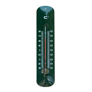 Nature - Muurthermometer metaal groen 30x6,5x1 cm