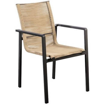 Yoi - Ishi stackable dining chair alu black/rope natural