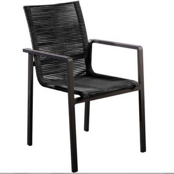 Yoi - Ishi stackable dining chair alu black/rope black