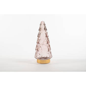 Anna's Collection - Tree Glass 10,5X24,5Cm Pink With Golden Base 10Led 3Xaa