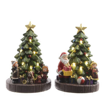 LED kerstboom 2ass op batterij 10x9x16 cm warm wit