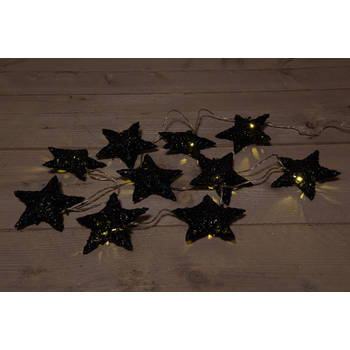 Anna's Collection - B.O.T. 10 Star 10 cm Dark Glitter 10Led Warm White140 cm