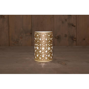 Anna's Collection - Cylinder Glass Matt Gold With Stars 10X15Cm / 8Led Warm