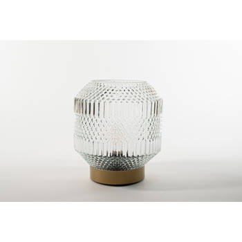 Anna's Collection - Lantern Glass 16X17Cm Clear With Golden Base Led Bulb 2