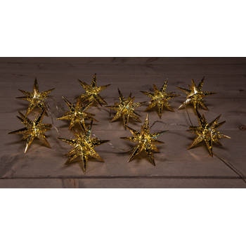 Anna's Collection - 10Pcs Gold 3D Star 12 cm 10Led Warm White 1,5M