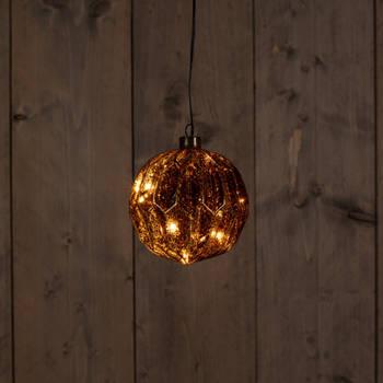 Anna's Collection - Glass Ball Antique Gold 12Cm 10Led Classic Warm / Mercu