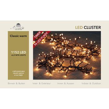 Anna's Collection - Classic cluster flash 1152led/6.9m met 96l flashing - 4m aanloopsnoer zwart -bi-bui- trafo timer...