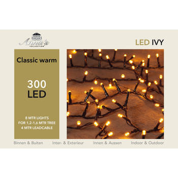 Anna's Collection - 2 stuks Led classic ivy 300l/8m 4m aanloopsnoer zwart/ip44 Anna's collection