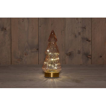 Anna's Collection - B.O.T. Tree Glass 10X23,5 cm Pink With Golden Base 10Led