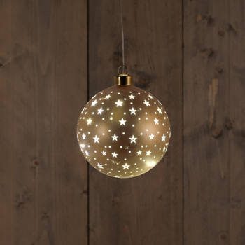 Anna's Collection - Ball Glass Matt Gold With Stars 12Cm / Led Warm White /