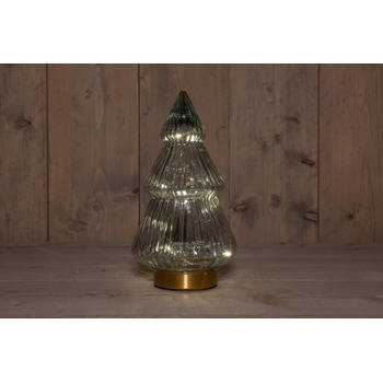 Anna's Collection - B.O.T. Tree Glass 15X28,5 cm Grey With Golden Base 10Led