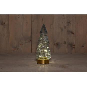 Anna's Collection - B.O.T. Tree Glass 10X23,5 cm Grey With Golden Base 10Led