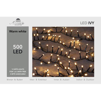 2 stuks Led ivy 500l/12m warmwit 4m aanloopsnoer zwart/ip44 Anna's collection