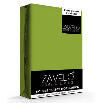 Zavelo Double Jersey Hoeslaken Appeltjes Groen-Lits-jumeaux (160x200 cm)