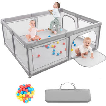 Grondbox - Grondbox Baby - Playpen - Kinderbox - Speelbox - Box - Kruipbox - 50 ballen - 180 x 150 x 70 cm Grijs