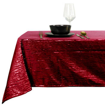 Unique Living tafelkleed kerst -rood - gouden streep-250 x 145cm - Tafellakens