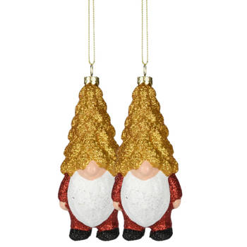 Christmas Decoration kersthanger gnome/kabouter - 2x - kunststof - 12,5 cm - Kersthangers