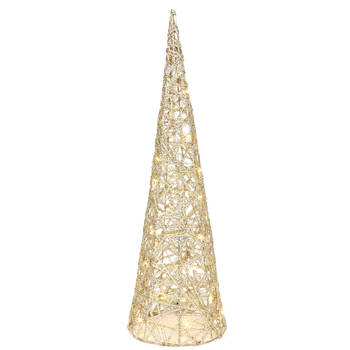 Countryfield LED kerstboom kegel - H60 cm - goud - metaal - kerstverlichting figuur