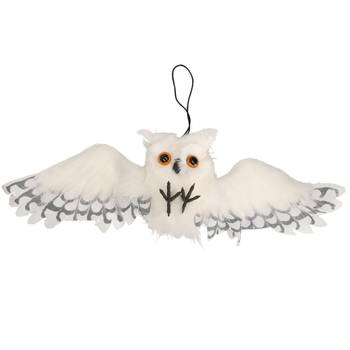 Fiestas Guirca Halloween/horror thema hang decoratie uil met grote ogen - enge dieren - 55 cm - Feestdecoratievoorwerp