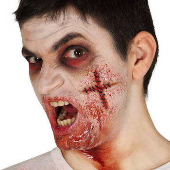 Halloween nep wond - litteken - incl. lijm - bloed - Horror thema - verkleedaccessoire - Verkleed tatoeages