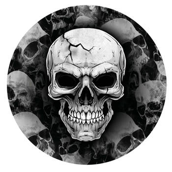 Halloween/horror schedel/doodshoofd bordjes - 6x - zwart - papier - D23 cm - Feestbordjes