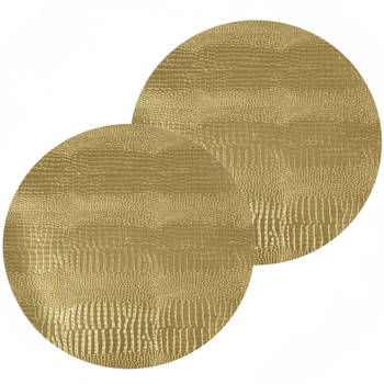 1x stuks ronde placemats goud glitter 38 cm van kunststof - Placemats