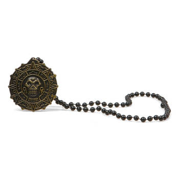 Atosa Verkleed sieraden ketting met skull - zwart - dames - kunststof - Heks/Piraat - Verkleedketting
