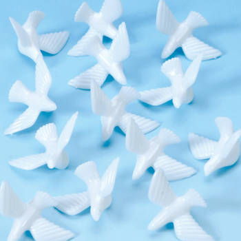 60x Plastic duifjes voor bruiloft decoratie - Feestdecoratievoorwerp