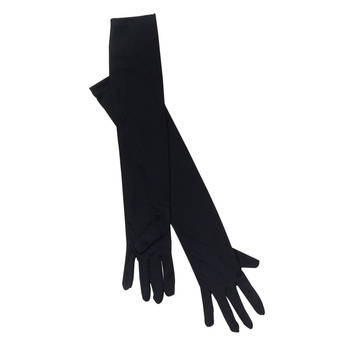 Verkleed handschoenen voor dames - zwart - one size - lang model - Verkleedhandschoenen