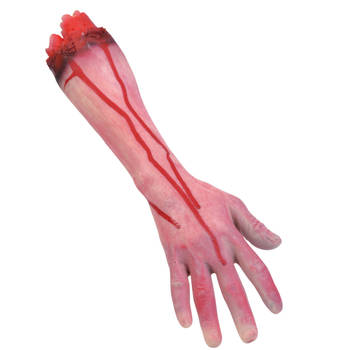 Halloween/horror nep afgehakte lichaamsdelen - bebloede arm - 30 x 10 cm - decoraties - Feestdecoratievoorwerp