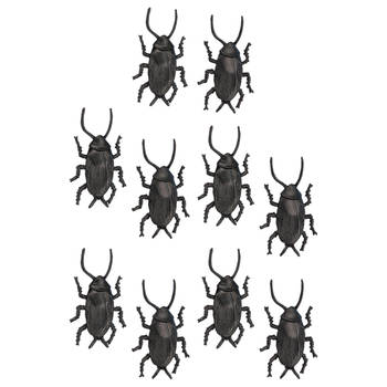 Amscan nep kakkerlakken/kevers 5 cm - zwart/bruin - 10x - Horror/griezel thema decoratie beestjes - Feestdecoratievoorwe
