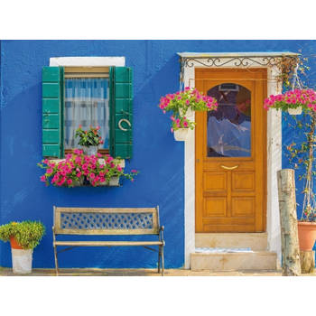 Buiten canvas 58x78 cm Italiaans blauw huis Anna's Collection