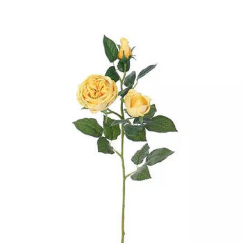 Buitengewoon de Boet - Engelse Roos Tak Geel 64 cm kunstplant