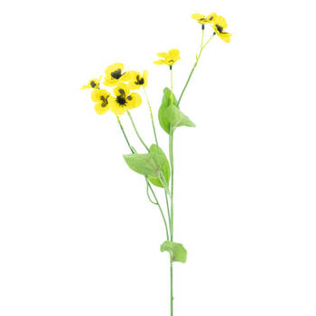 Nova Nature - Mini pansy spray yellow 61 cm kunstbloemen