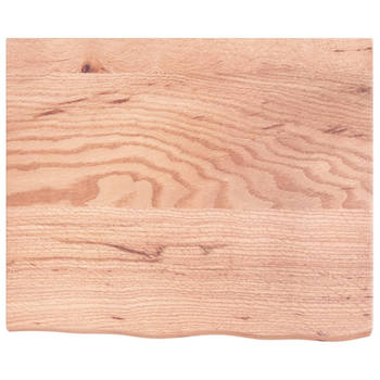 The Living Store Wandplank Eikenhout - 60 x 50 x 4 cm - Lichtbruin - Draagvermogen 24 kg