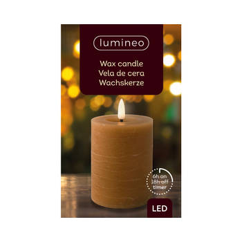 Lumineo - LED kaars d7h11 cm bruin/warm wit I kerst