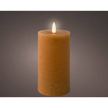 Lumineo - LED kaars d7h15 cm bruin/warm wit kerst