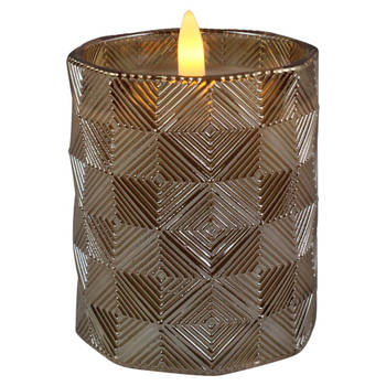 Magic Flame - LED kaars in glas 9cm koper B/O